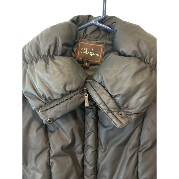 Cole Haan Black Down Midi Puffer Coat Jacket Size Small - Picture 6 of 16